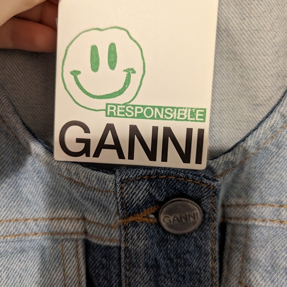 Ganni Denim Cutline Bleach Minidress - Picture 4 of 12